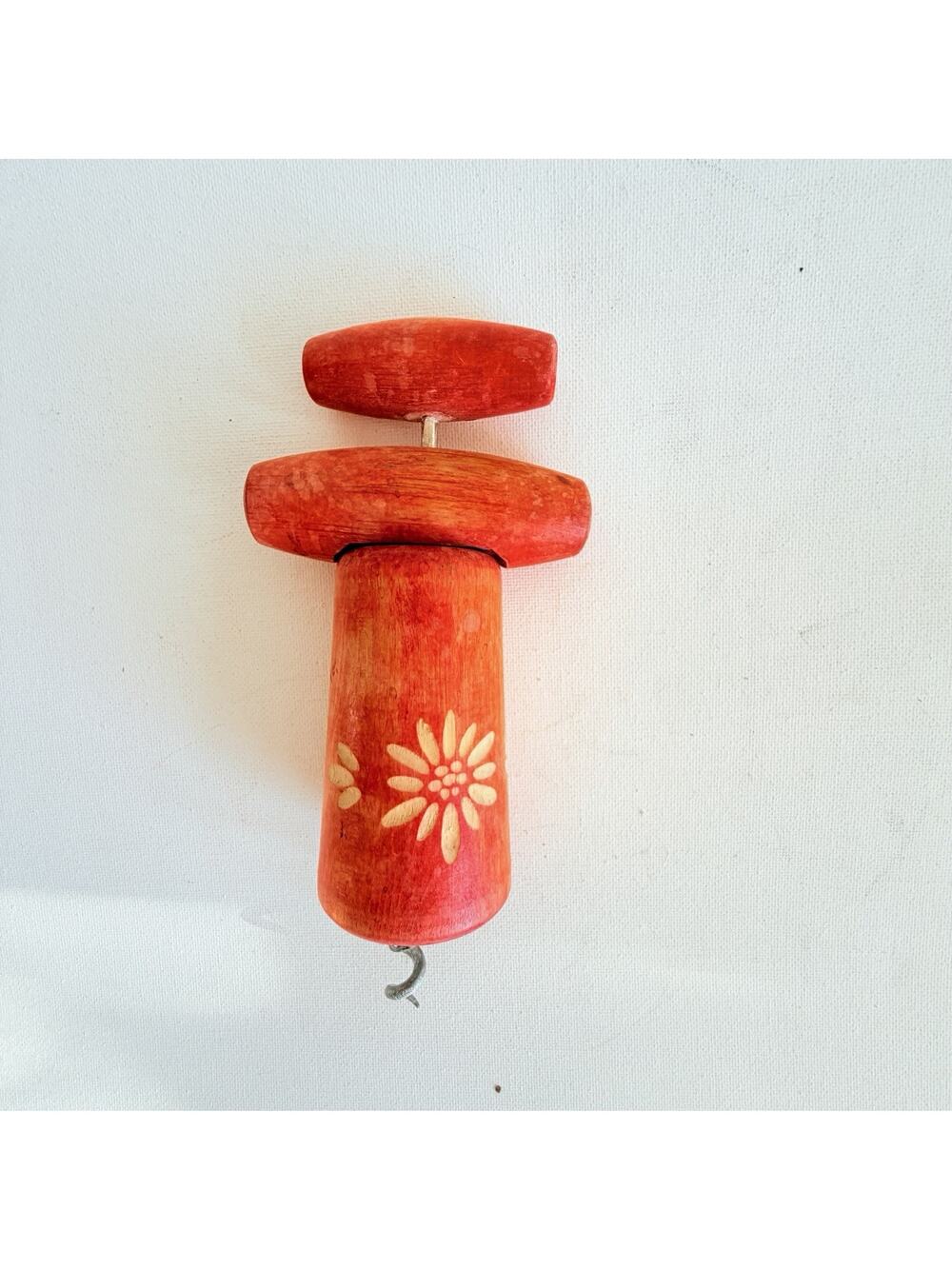 Vintage Jobin Brienz Switzerland Wooden Corkscrew Wine Bottle Opener Folk Art